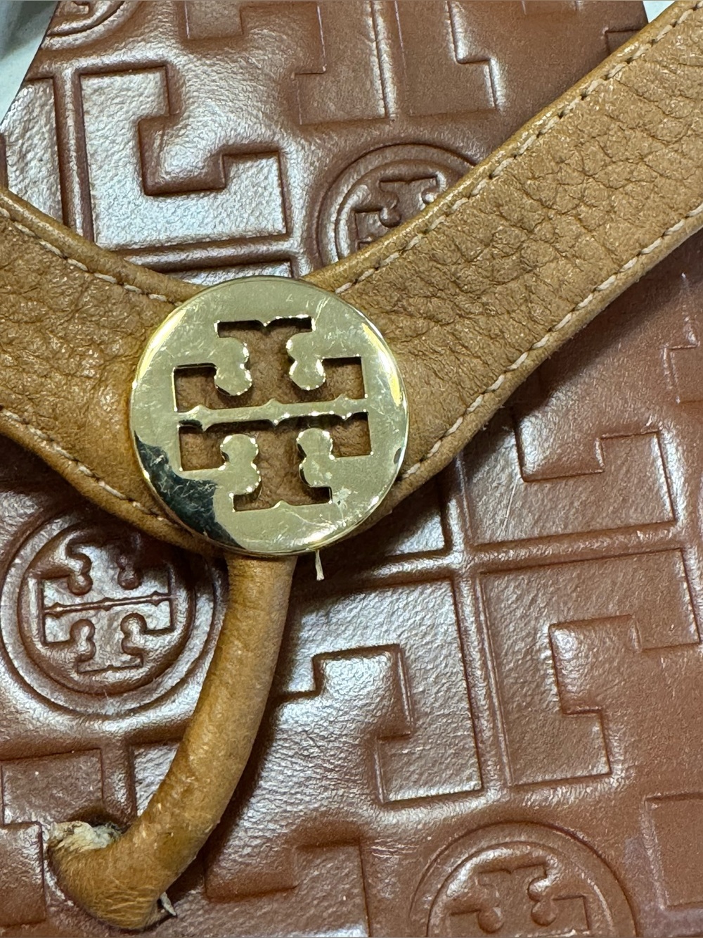 Tory Burch Brown Sandals Size 7 Leather Flip Flop/Thong - Picture 7 of 9